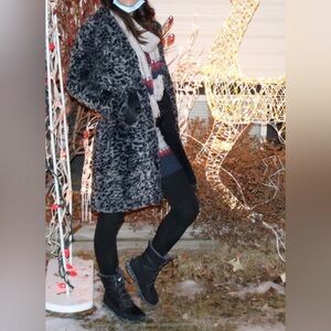 Warm winter coat- animal print- xs